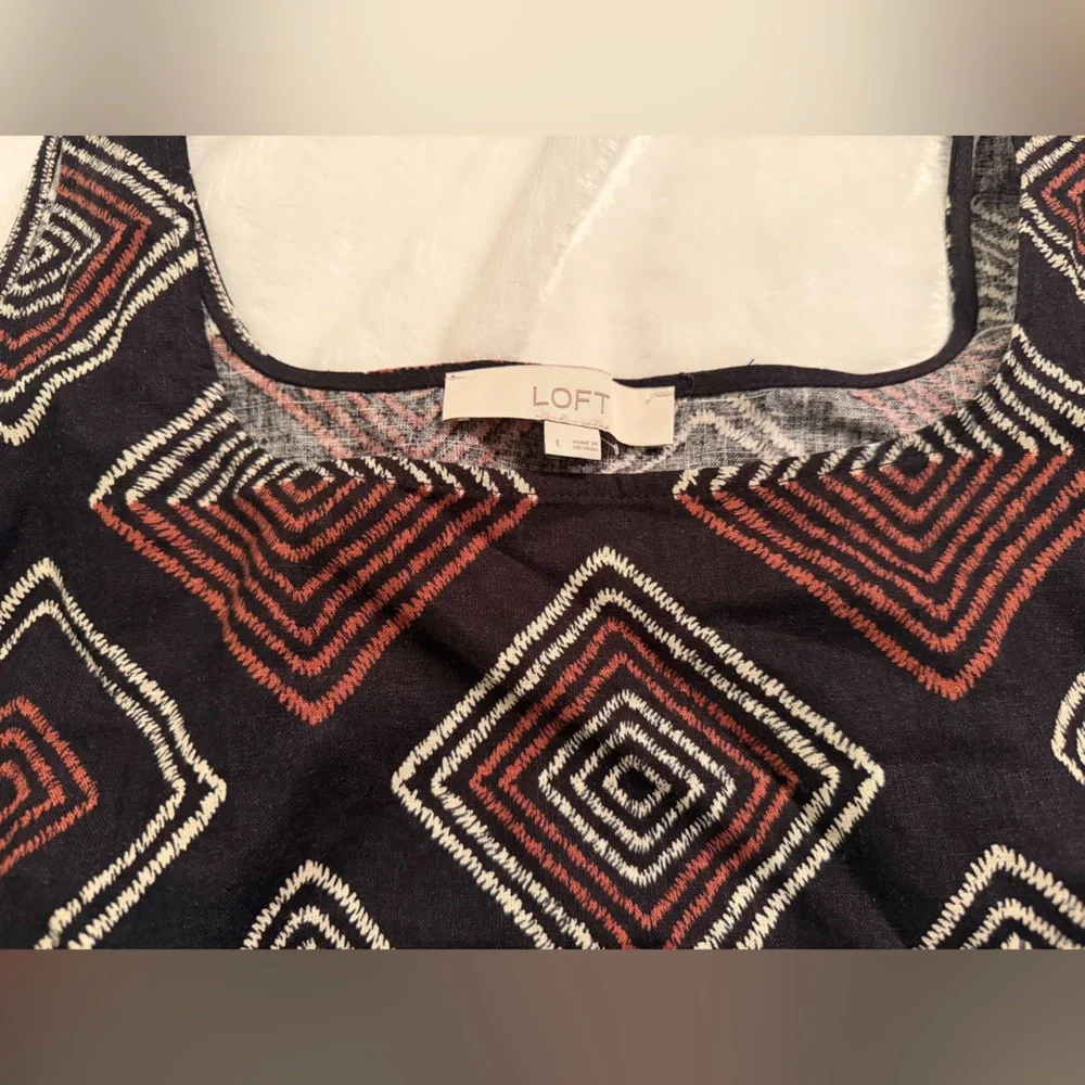 The Loft Geometric Patterned Black and Brown Women's Top - Picture 7 of 10